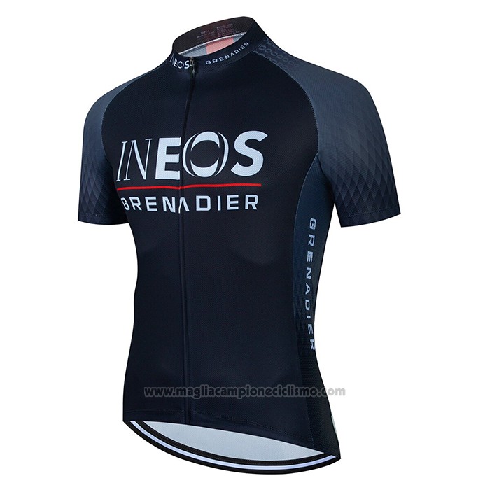 2022 Abbigliamento Ciclismo Ineos Grenadiers Grigio Nero Manica Corta e Salopette